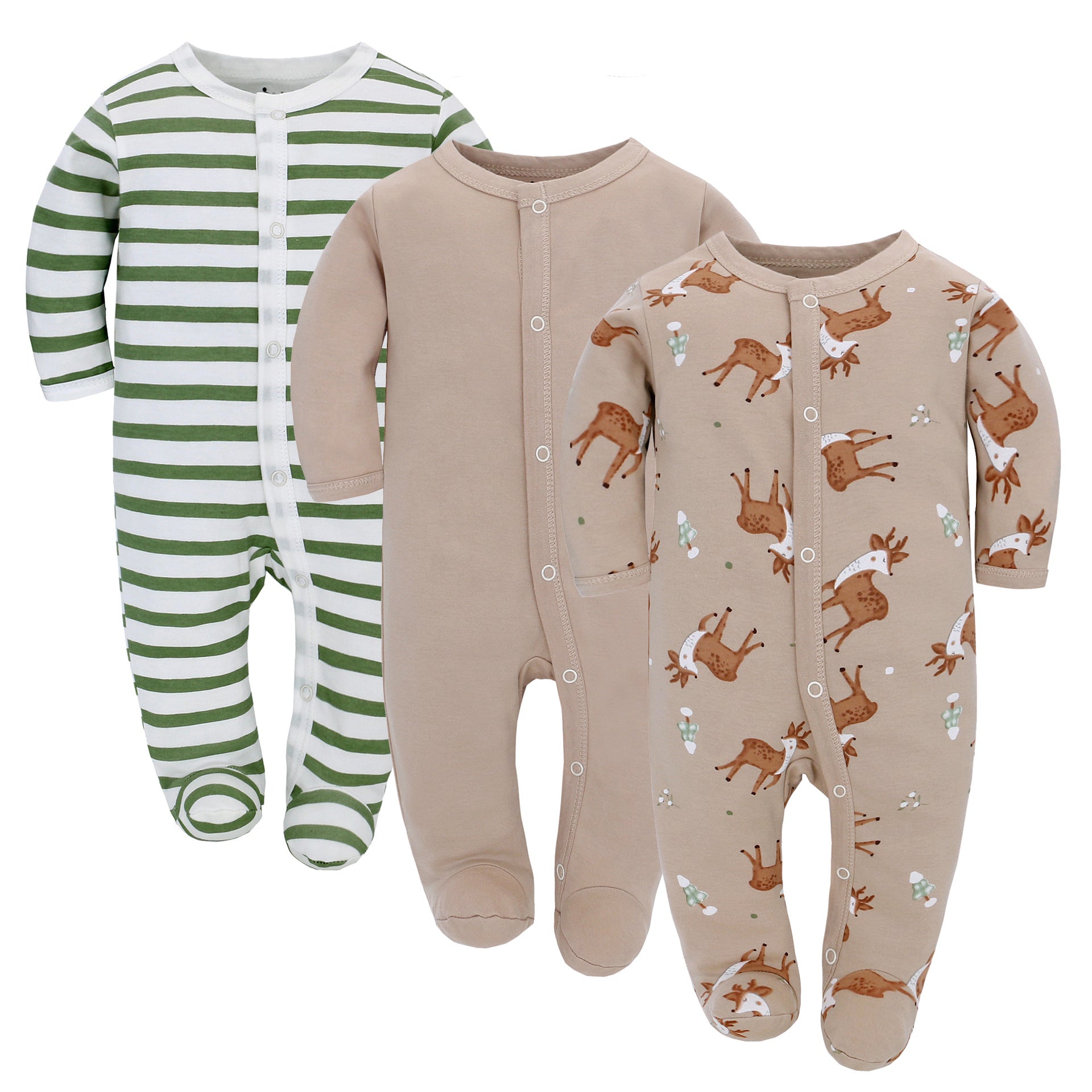 Baby Jumpsuit Long Sleeve Romper Apricot Deer Stripes - D&A