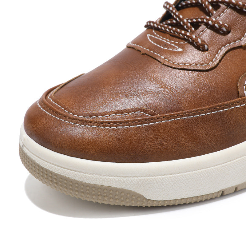 Leather Surface Men's Low-top Sneakers Warm Casual Shoes - D&A