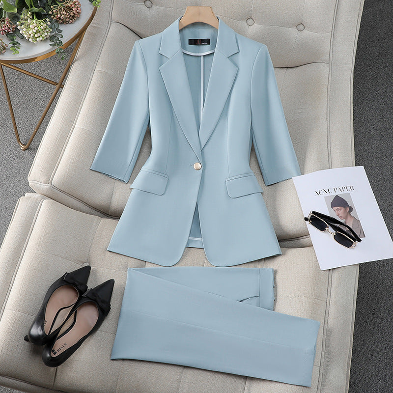 Three-quarter Sleeve Waist Trimming Casual Stylish Thin Suit - D&A