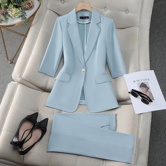 Three-quarter Sleeve Waist Trimming Casual Stylish Thin Suit - D&A