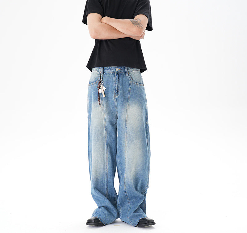 Cut Washed Vintage Washed Wide Leg Machete Jeans - D&A