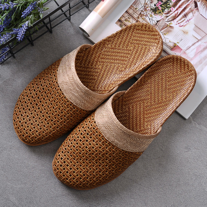 Indoor Non-slip Thick-soled Floor Linen Slippers Men's Gray - D&A