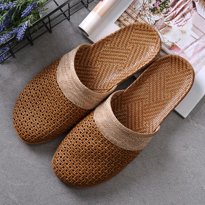 Indoor Non-slip Thick-soled Floor Linen Slippers Men's Gray - D&A