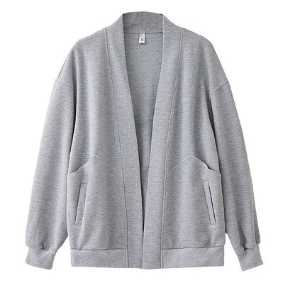 Lazy V-neck Sweatshirt Cardigan Women's Loose Casual Jacket All-matching Drop-shoulder Sleeve - D&A