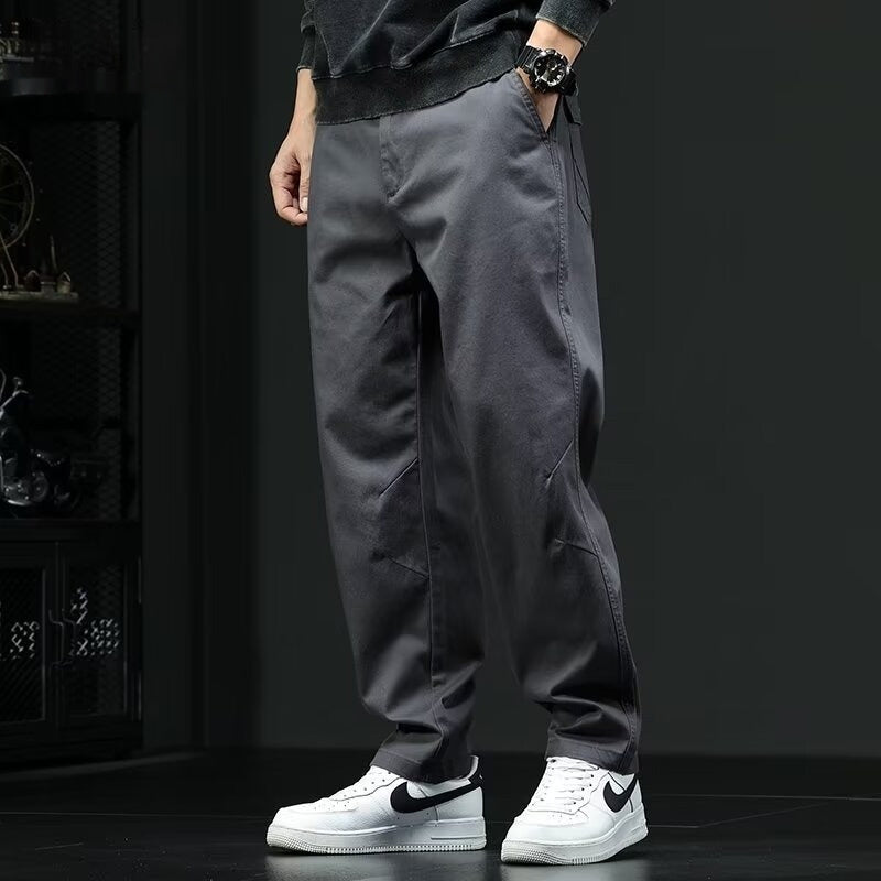 American Style Loose Straight Casual Pants Men Gray - D&A