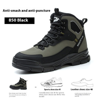 Combat Boots Male High Ankle Safety Shoes BLACK - D&A