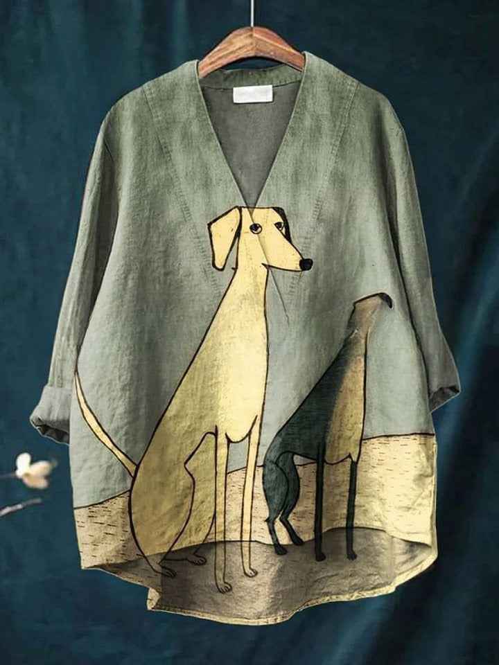 Fashion Digital Printing Large Wide V-neck Top