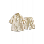 Men's Loose Shorts Casual Shirt Hemp Light Breathable Non-stick Two-piece Set - D&A