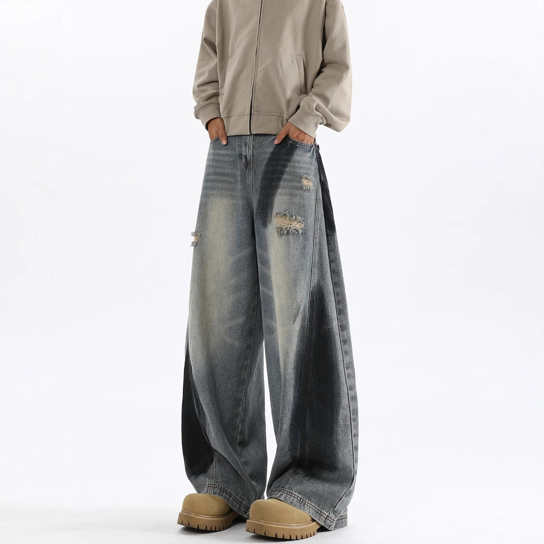 Men's American-style Splash-ink Ripped Machete Jeans - D&A