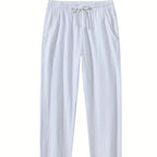 Cotton And Linen Beach Pants Men's Loose Casual White - D&A