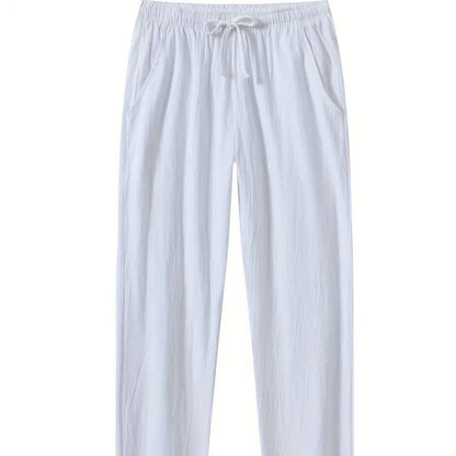 Cotton And Linen Beach Pants Men's Loose Casual White - D&A