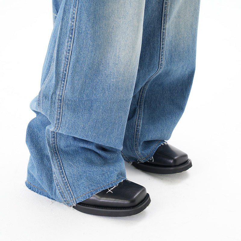 Cut Washed Vintage Washed Wide Leg Machete Jeans - D&A
