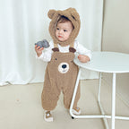 Baby Jumpsuit Autumn And Winter Plus Velvet Baby Clothing Bear Suspenders - D&A