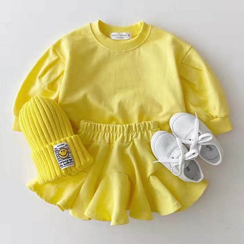 Fashionable Clothing Suit Baby Leisure Children's Clothing Candy Color Yellow - D&A