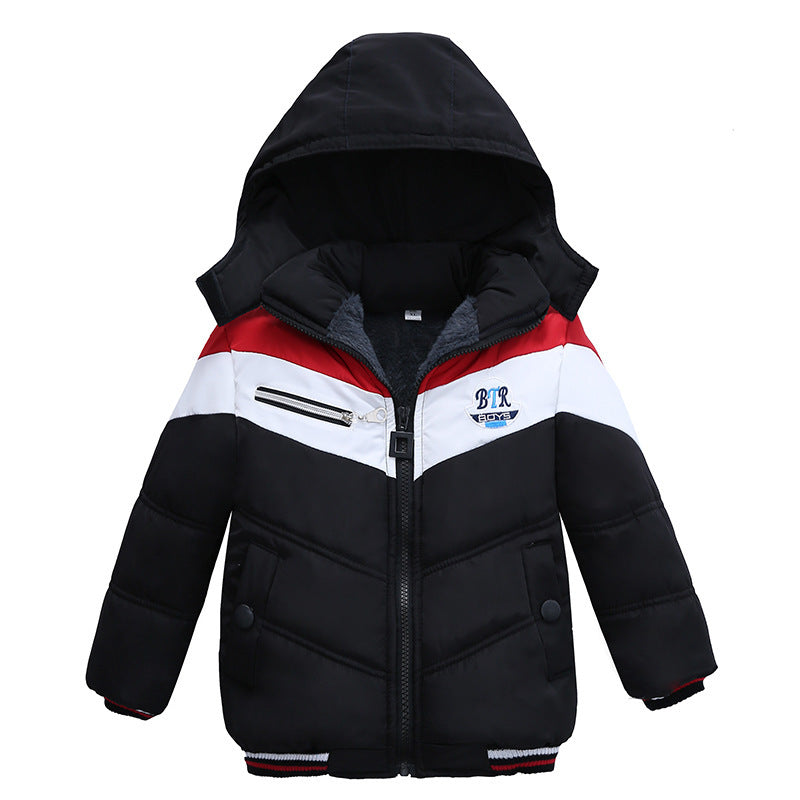 Long Sleeved Hooded Padded Jacket For Boys Black - D&A