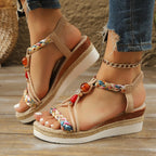 Rhinestone Beaded Wedge Fashion High Heels Platform Women - D&A