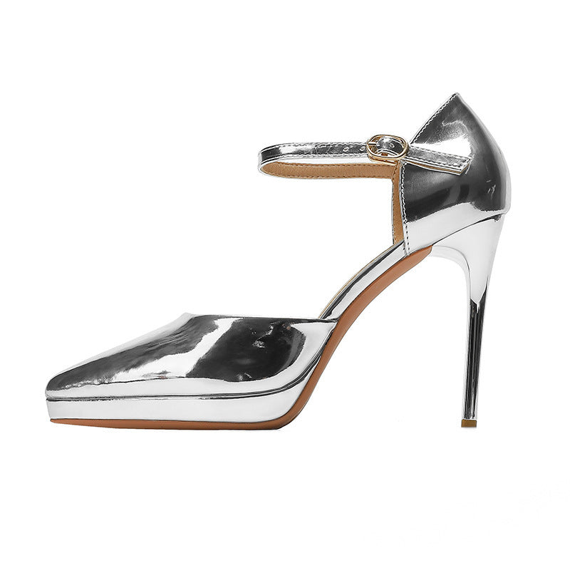 Pointed-toe Waterproof Platform Hollow 10 5cm Women's High Heels - D&A