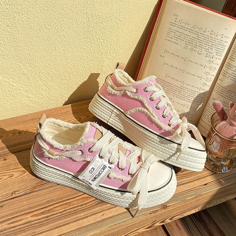 Fall Classic Style Canvas Shoes Women's Low-top Pink - D&A