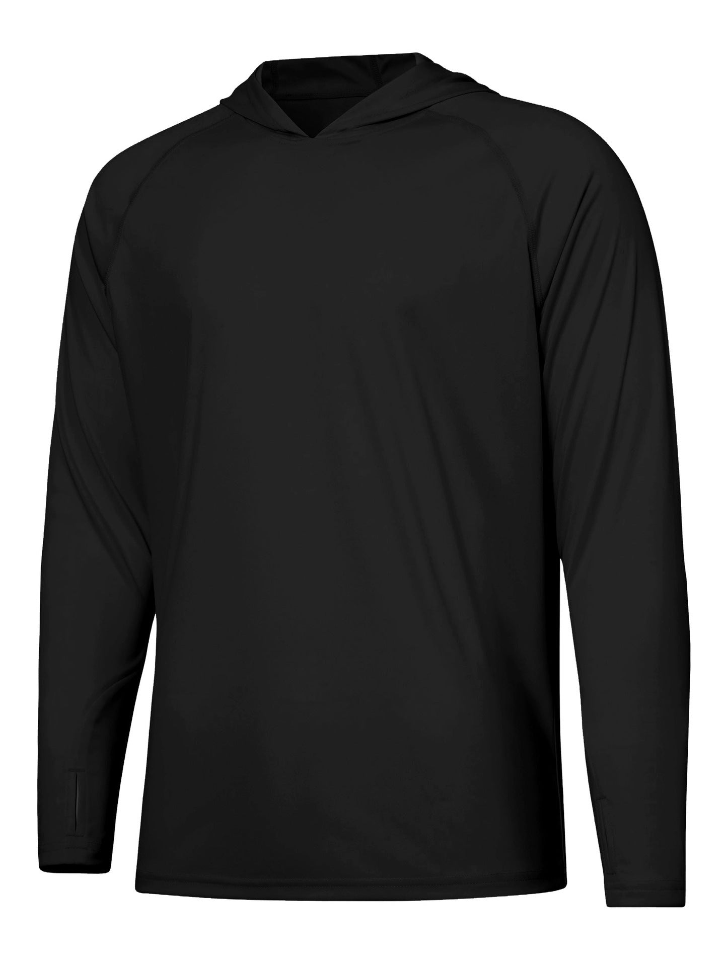 Outdoor UV-proof Fishing Long Sleeve Hooded Thin Top Protection Black - D&A