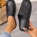 New Round Toe Flat Bottom Foreign Trade Plus Size Slip-on Lofter Half Slippers - D&A