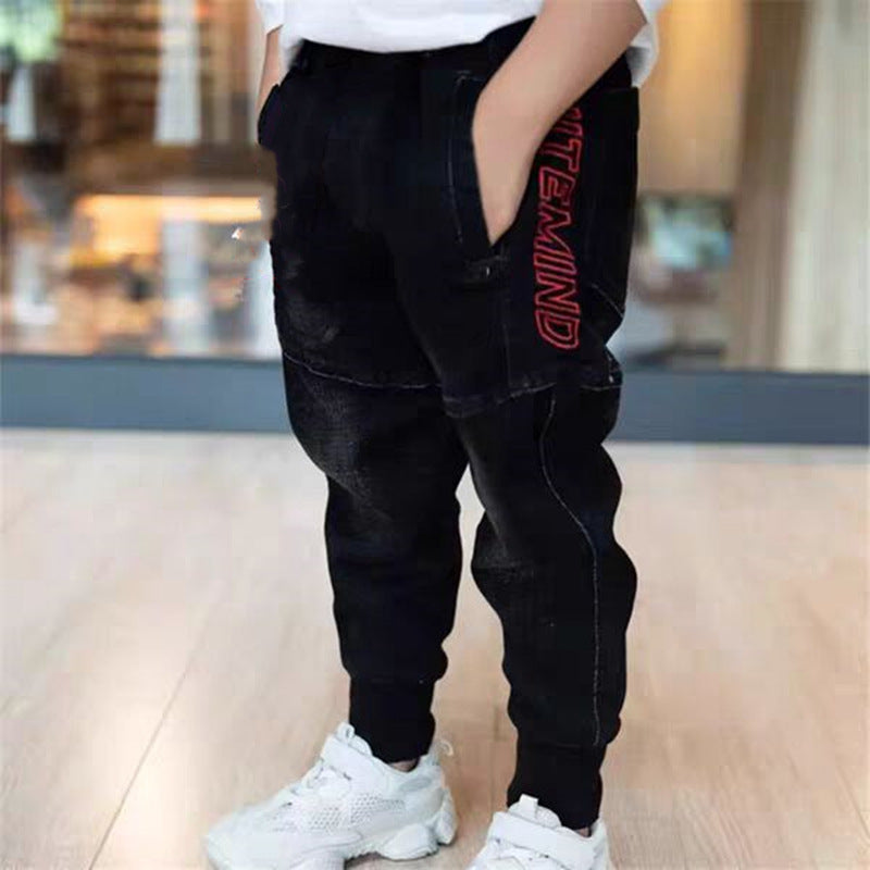 Kids Black Jeans Single Pants Spring And Autumn Boys Pants - D&A