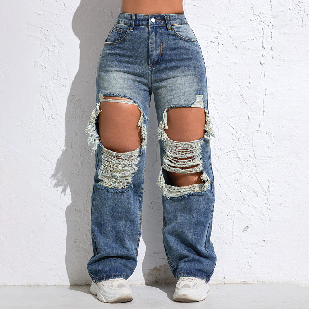 Shascullfites Baggy Jeans Women New American Loose Wide-leg Pants Old Straight Leg Trousers RW102 - D&A
