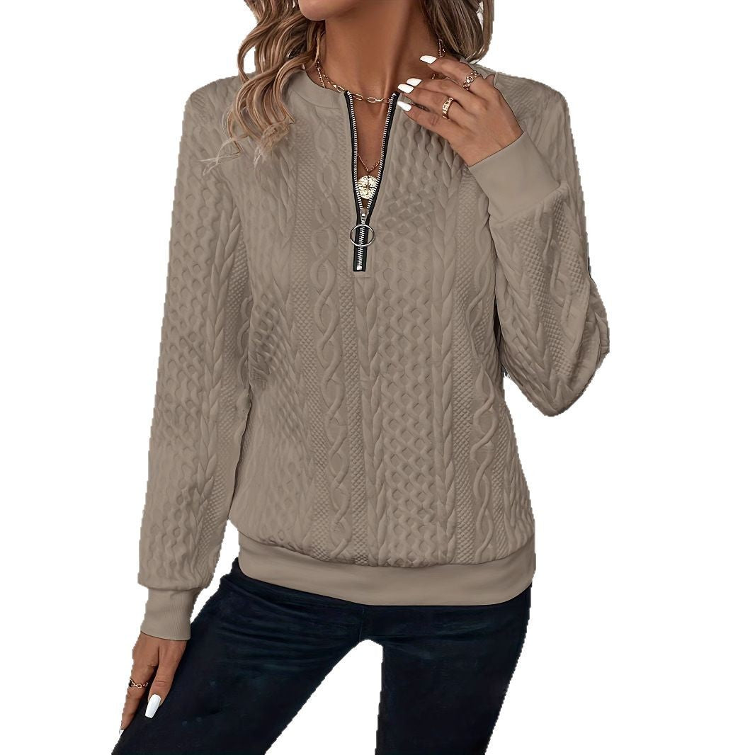 Short Women's Clothing With Zipper Sweater Long Sleeve - D&A