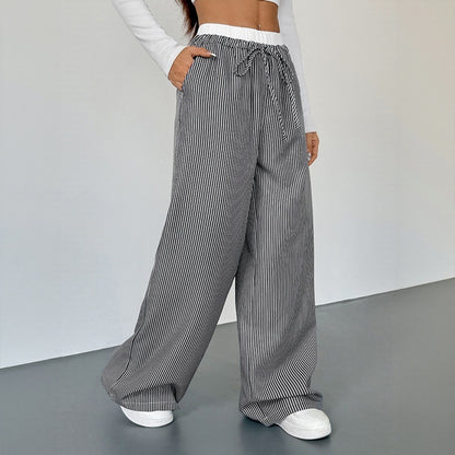 Women's Stitching Striped Casual Trousers - D&A
