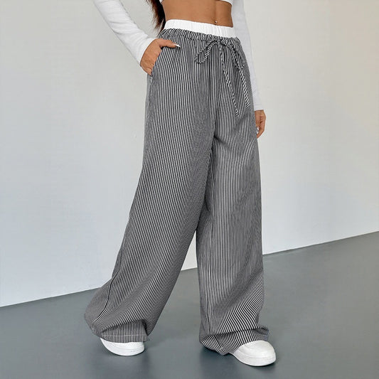 Women's Stitching Striped Casual Trousers - D&A