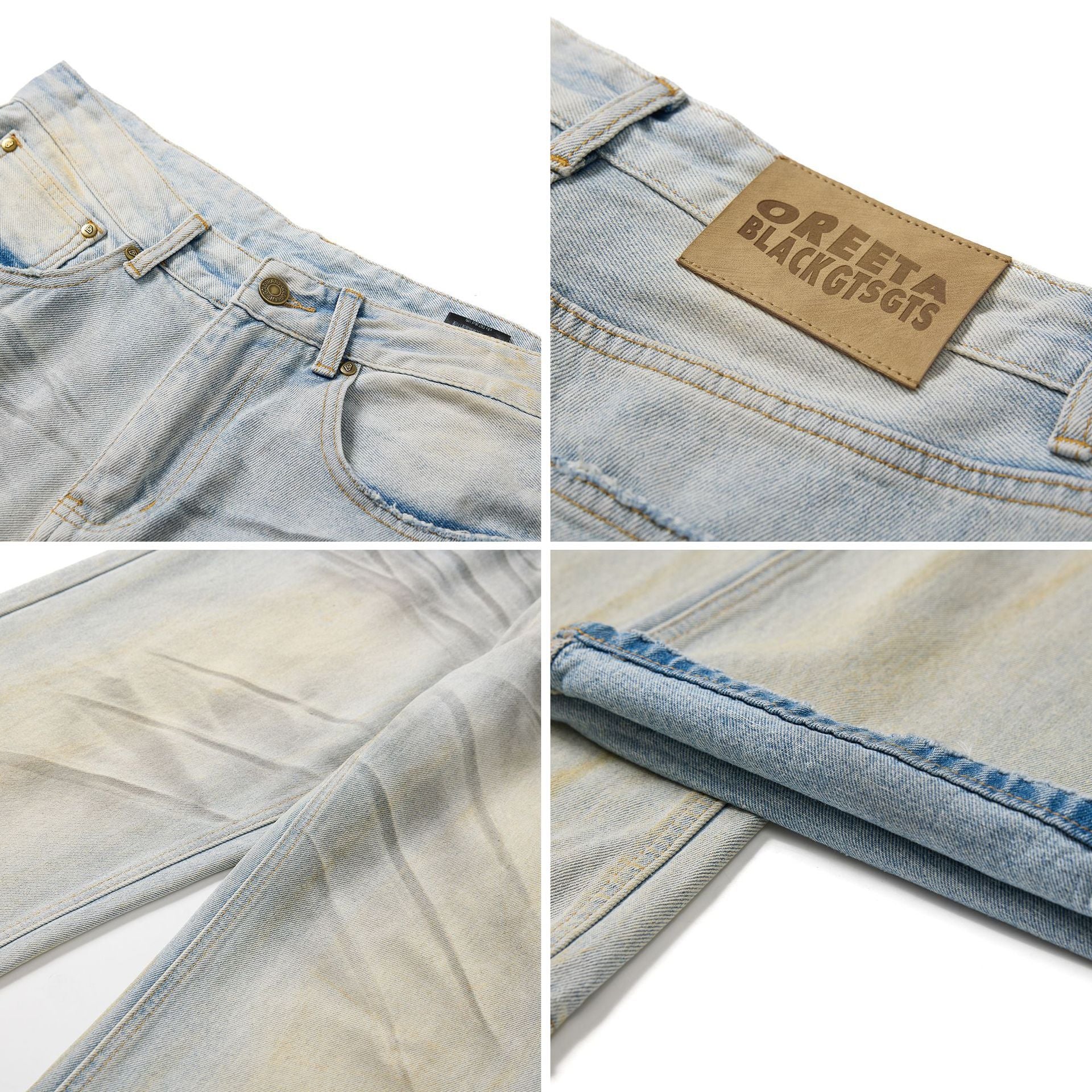 American High Street Waste Soil Wind Splash Ink Worn Jeans - D&A