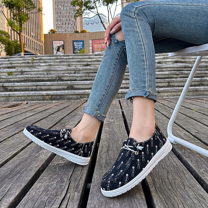 Women's Canvas Casual Plus Size Halloween Versatile Soft Sole Shoes - D&A