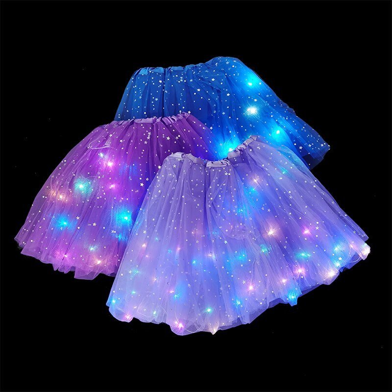 Magical & Luminous LED Princess Halloween Tutu Skirt Sequins Shiny Skirt - D&A