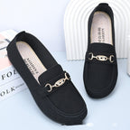 Gommino Women's Solid Color Casual Shoes Soft Bottom P39 Black - D&A