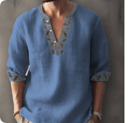 3D Digital Printing Bamboo Linen Long Sleeve European And American Men 57013S9570135 - D&A