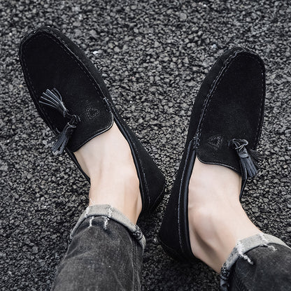 Pigskin All-match Men's Tods Casual Shoes Street Hipster High Black - D&A