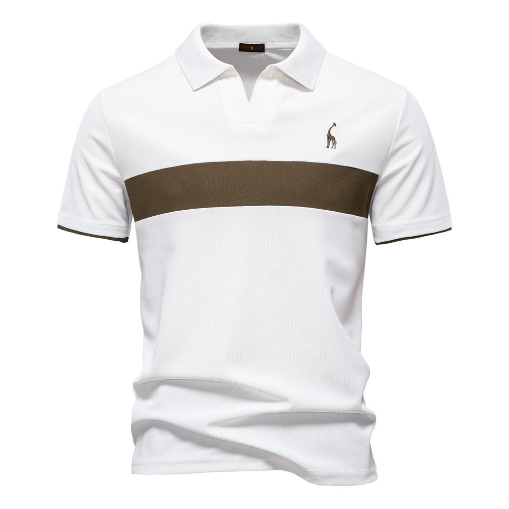 Deer Embroidered POLO Men's Lapel Short-sleeved T-shirt - D&A