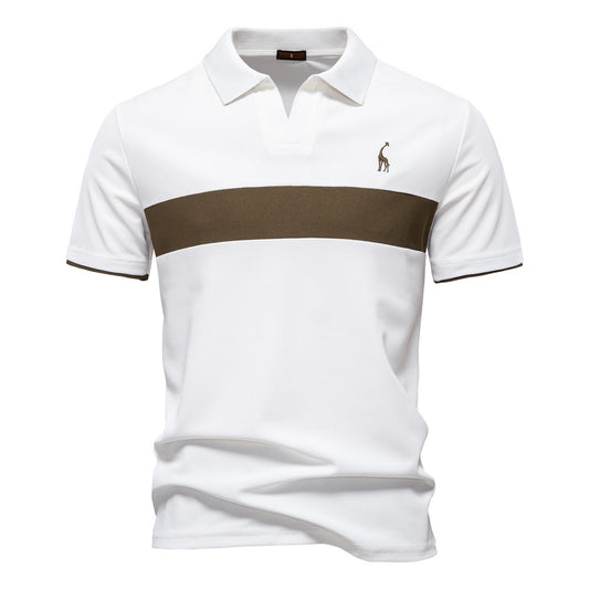 Deer Embroidered POLO Men's Lapel Short-sleeved T-shirt - D&A