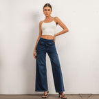 Shascullfites Women's Light Blue Wide Leg Stretch Jeans Flare Pants Denim Straight Trousers Sexy Fit Casual Jeans Women - D&A
