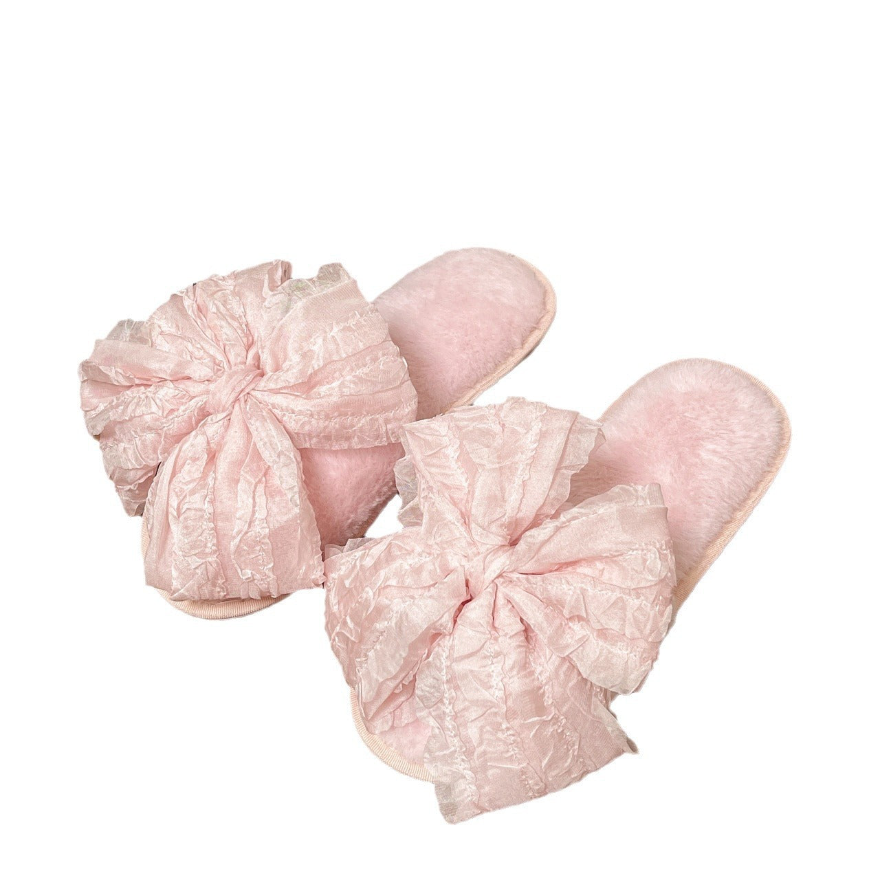 Sweet Style Big Bow Cotton Slippers Fashion Four Seasons Soft Bottom Home Shoes - D&A