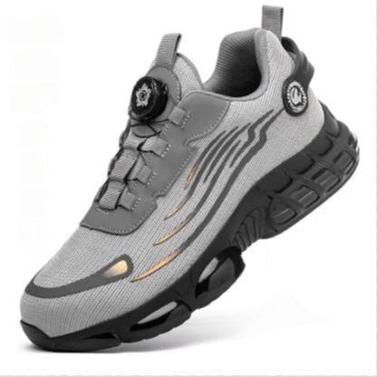 Men's Wear-resistant Workwear Breathable Fly Woven Shoes Grey3518 - D&A