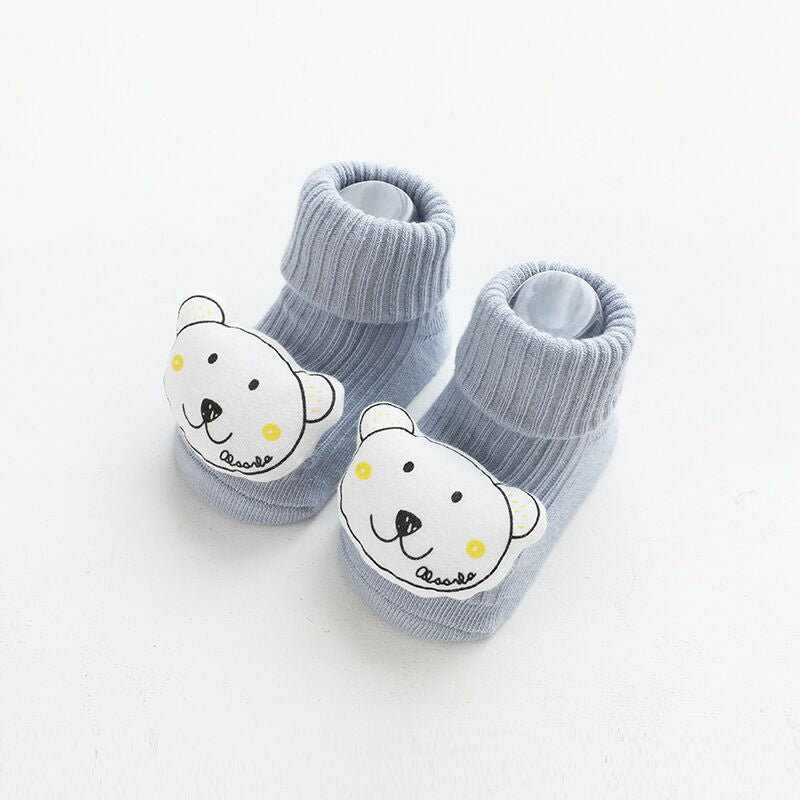 Baby Socks Dispensing Glue Non-Slip Loose Baby Socks Children Floor Socks Blue White Bear - D&A