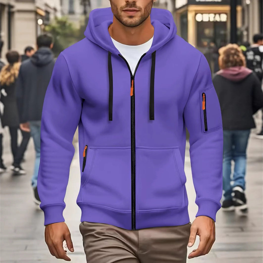 Zipper Hooded Sweatshirt Men's Sports Casual Cardigan Coat - D&A