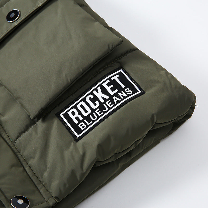 Boys Large Fur Collar Padded Warm Cotton Jacket - D&A