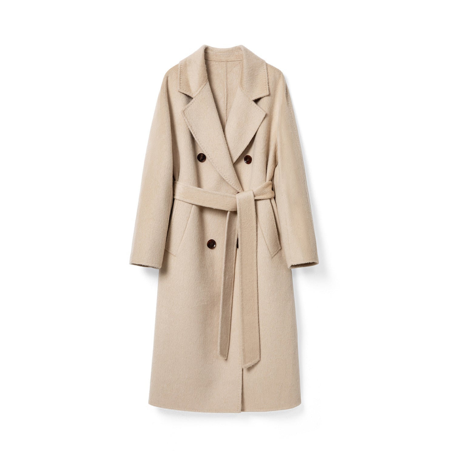 Women's Camel Coat Reversible Woolen Jacket White Camel Wool - D&A