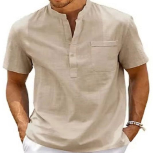 Summer New European And American Men's Solid Color Stand Collar Short Sleeve Polo Shirt - D&A