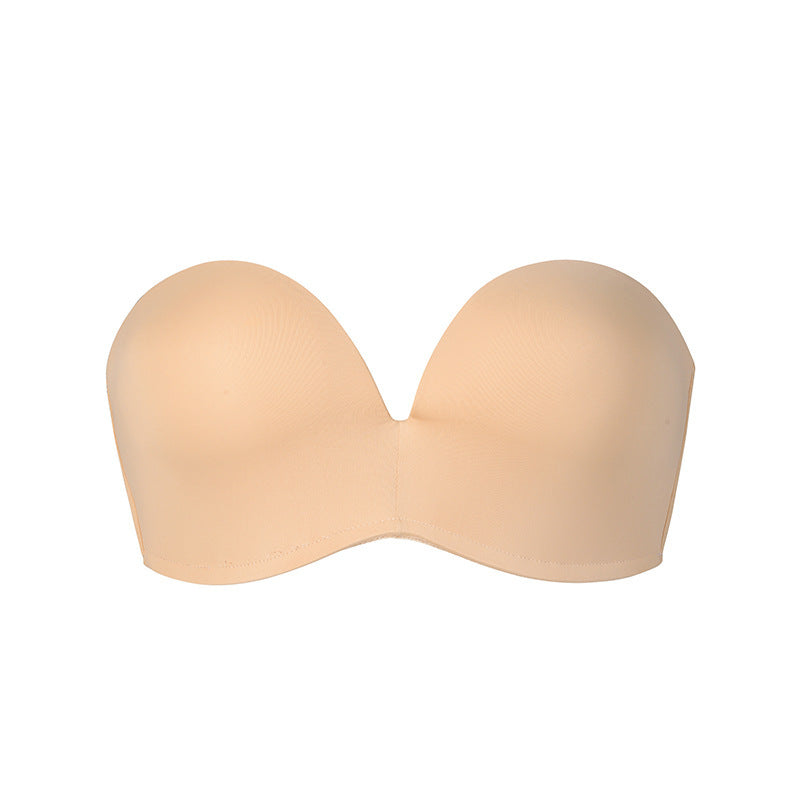 Bra D Cup Sexy Tube Top Invisible Bra Wrapped Underwear Flesh colored - D&A
