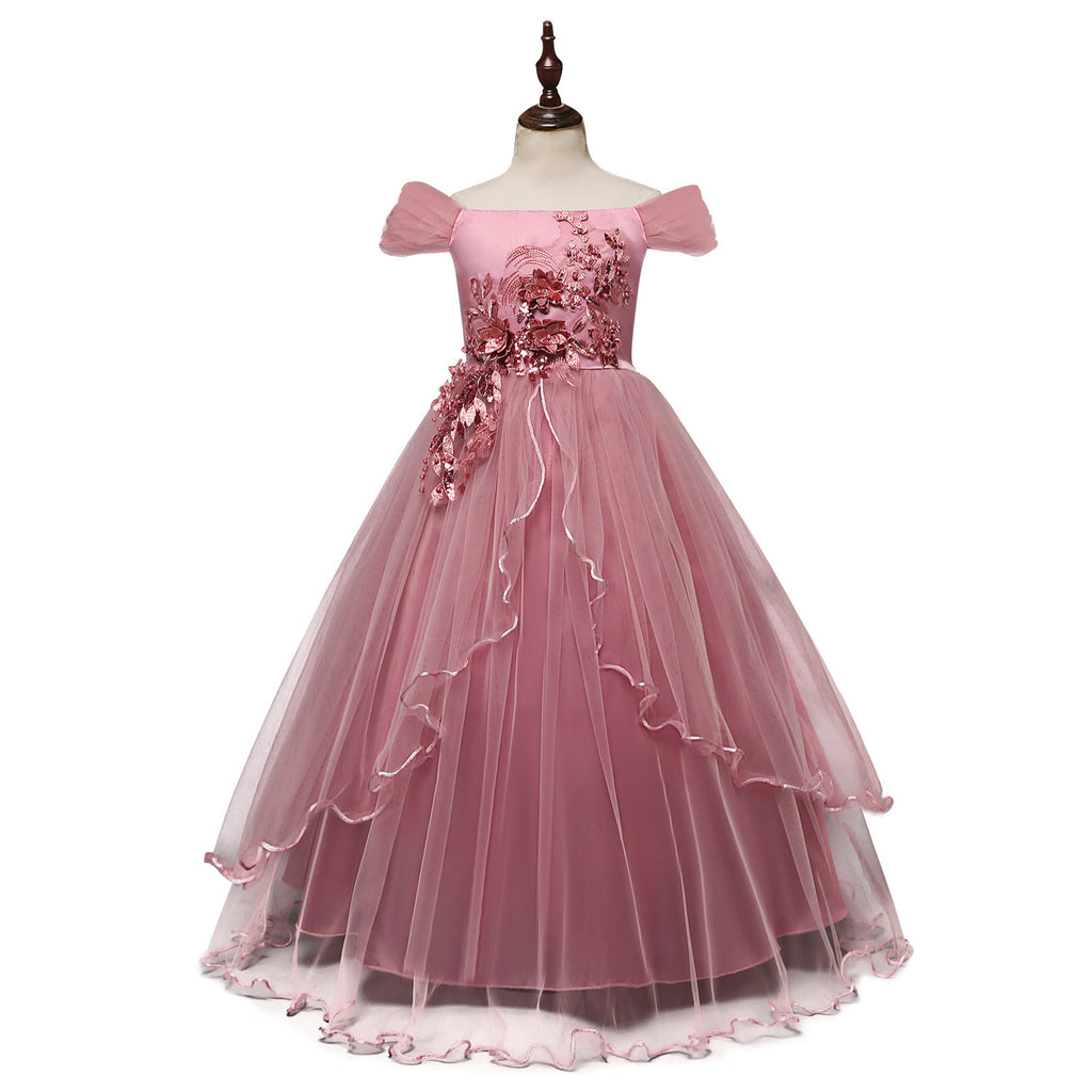 One-shoulder Princess Flower Dress Costume - D&A