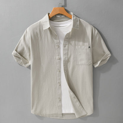 Summer Menswear Simple All-matching Short-sleeved Shirt Light Khaki - D&A