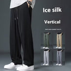 Ice Silk Men's Summer Thin High Street Drooping Straight Wide Leg Pants - D&A