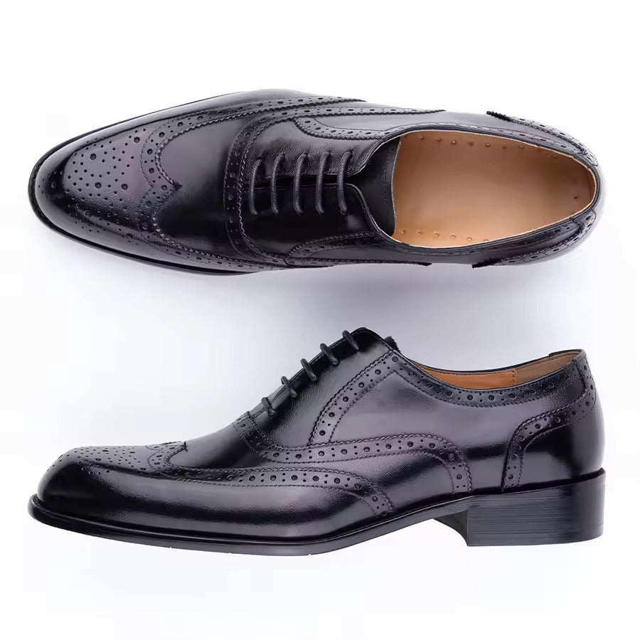 Men's Fashion Oxford Hand Carved Craft Purple Wedding Party Shoes - D&A